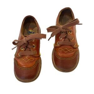 Vintage Buster Brown Brown Kids Shoes Leather Lace Up Dress 2 Toddler